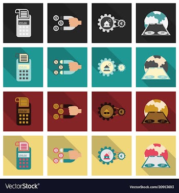 Set of business simple icons economic concept in vector image