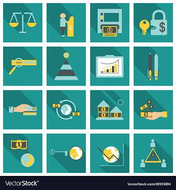 Set of business simple icons economic concept in vector image