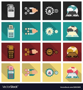 Set of business simple icons economic concept in vector image