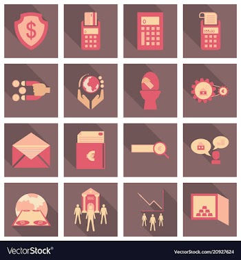 Set of business simple icons economic concept in vector image