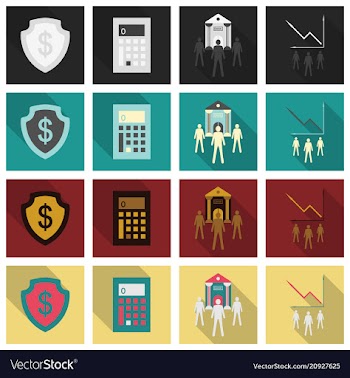 Set of business simple icons economic concept in vector image