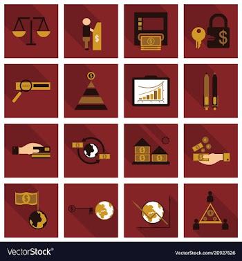 Set of business simple icons economic concept in vector image