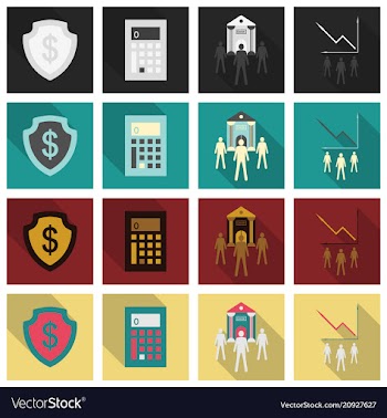 Set of business simple icons economic concept in vector image