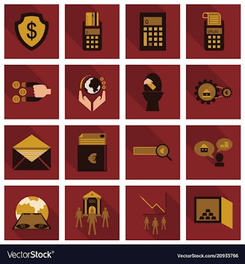 Set of business simple icons economic concept in vector image
