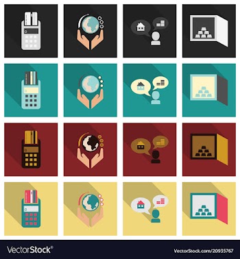 Set of business simple icons economic concept in vector image