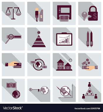 Set of business simple icons economic concept in vector image
