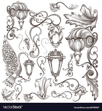 set of calligraphic elements for design