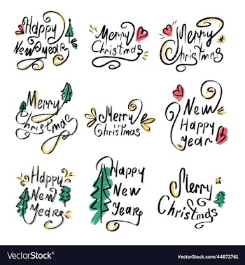 set of calligraphic inscriptions happy new year
