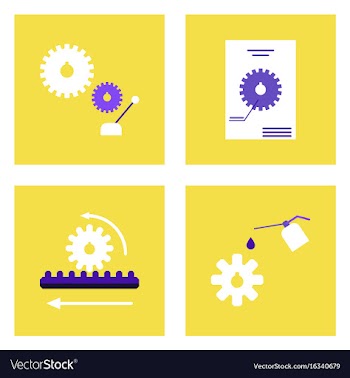 Set of car detail icons automotive parts on color vector image