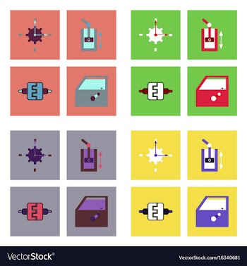 Set of car detail icons automotive parts on color vector image