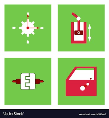 Set of car detail icons automotive parts on color vector image