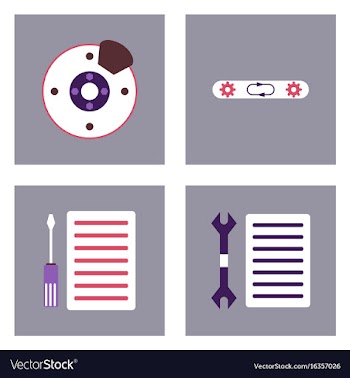 Set of car detail icons automotive parts on color vector image