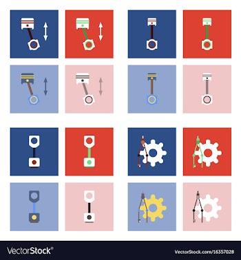 Set of car detail icons automotive parts on color vector image