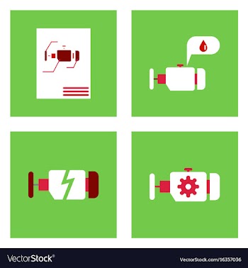 Set of car detail icons automotive parts on color vector image