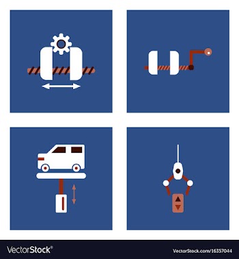 Set of car detail icons automotive parts on color vector image