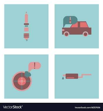 Set of car detail icons automotive parts on color vector image