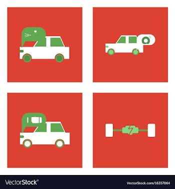 Set of car detail icons automotive parts on color vector image