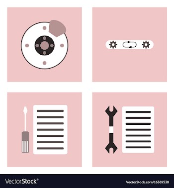 Set of car detail icons automotive parts on color vector image