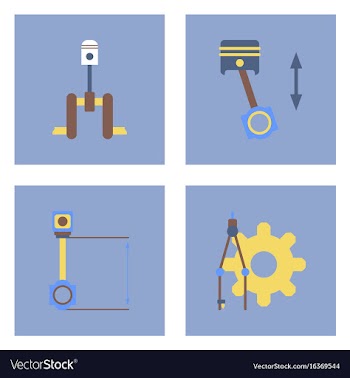 Set of car detail icons automotive parts on color vector image