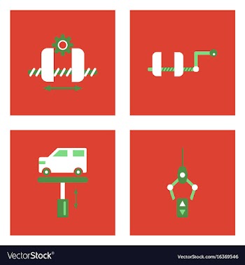 Set of car detail icons automotive parts on color vector image