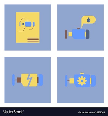 Set of car detail icons automotive parts on color vector image
