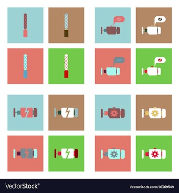 Set of car detail icons automotive parts on color vector image