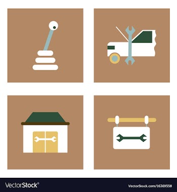 Set of car detail icons automotive parts on color vector image