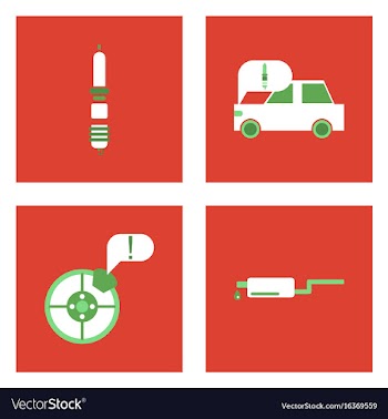 Set of car detail icons automotive parts on color vector image