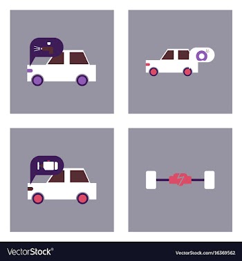 Set of car detail icons automotive parts on color vector image