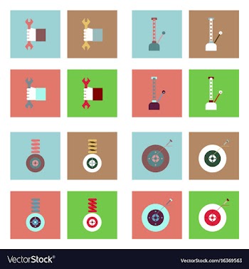 Set of car detail icons automotive parts on color vector image