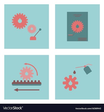 Set of car detail icons automotive parts on color vector image