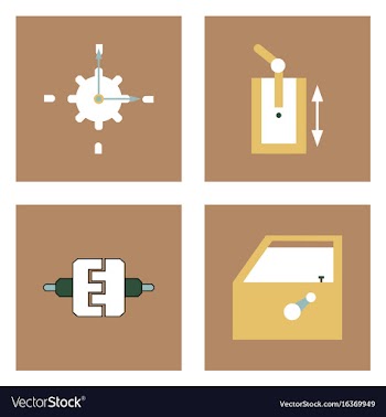 Set of car detail icons automotive parts on color vector image