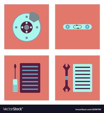 Set of car detail icons automotive parts on color vector image