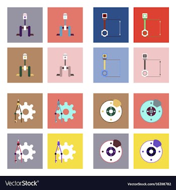 Set of car detail icons automotive parts on color vector image