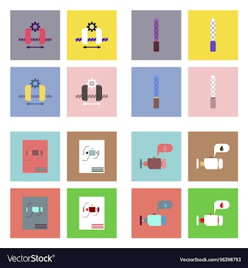 Set of car detail icons automotive parts on color vector image