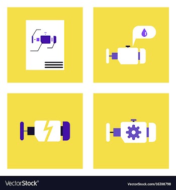 Set of car detail icons automotive parts on color vector image