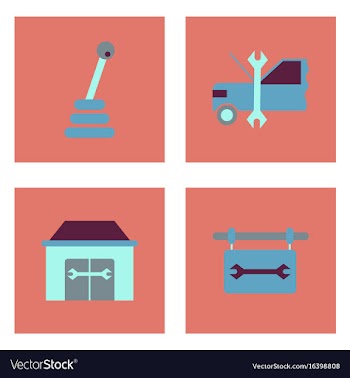 Set of car detail icons automotive parts on color vector image
