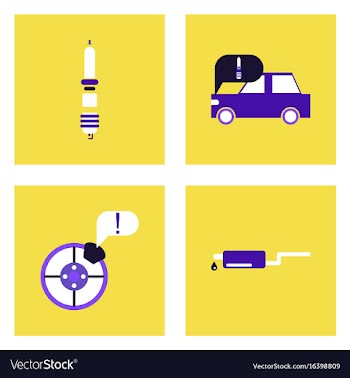 Set of car detail icons automotive parts on color vector image