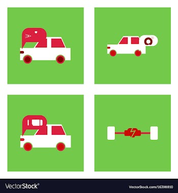 Set of car detail icons automotive parts on color vector image