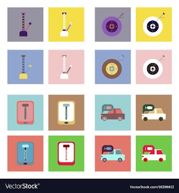 Set of car detail icons automotive parts on color vector image