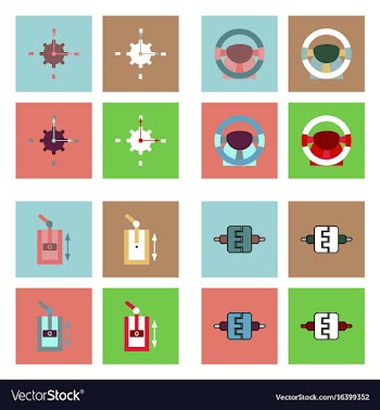Set of car detail icons automotive parts on color vector image
