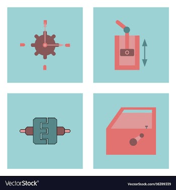 Set of car detail icons automotive parts on color vector image