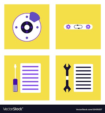 Set of car detail icons automotive parts on color vector image
