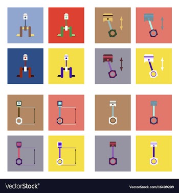 Set of car detail icons automotive parts on color vector image