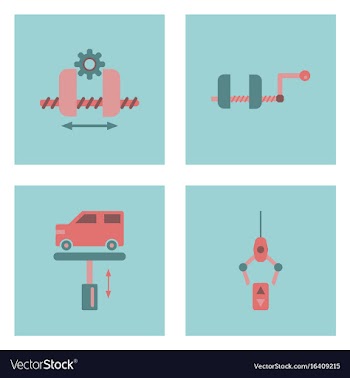 Set of car detail icons automotive parts on color vector image