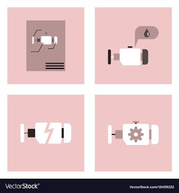 Set of car detail icons automotive parts on color vector image