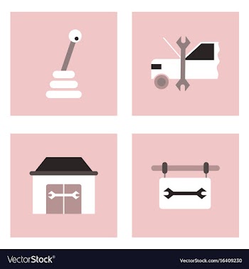 Set of car detail icons automotive parts on color vector image