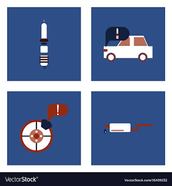 Set of car detail icons automotive parts on color vector image