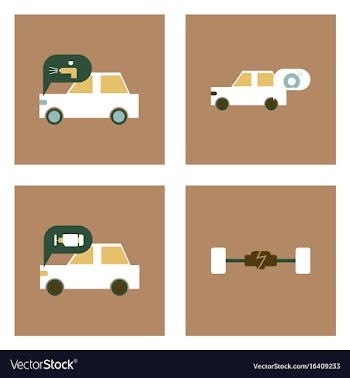 Set of car detail icons automotive parts on color vector image