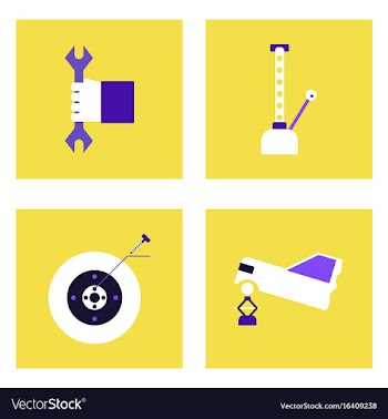 Set of car detail icons automotive parts on color vector image